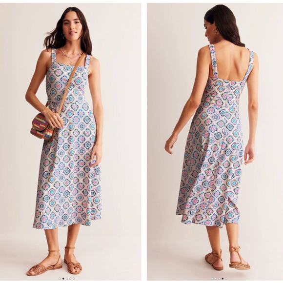 BODEN Bridget Ponte Midi Dress Painterly Geo Multi Sz 14R {Z8} - Picture 1 of 7